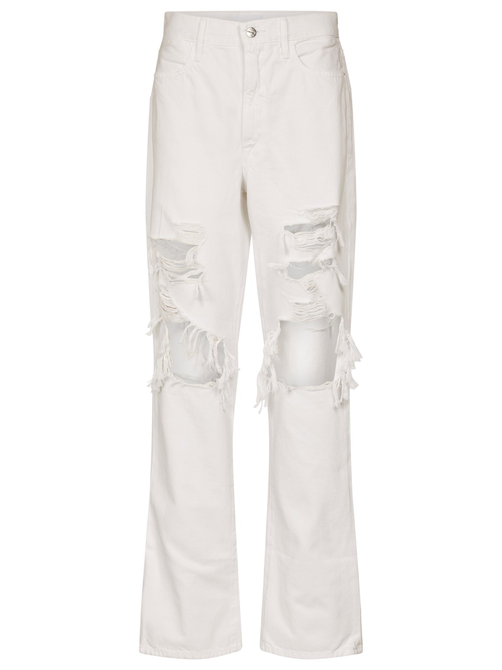 Frame Le Hollywood White Distressed High-Rise Jeans